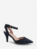 Ankle Strap Pointed Toe Kitten Heel Pumps