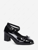 Ankle Strap Square Toe Chunky Heel Pumps