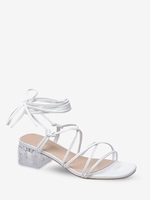 Ankle Wrap Solid Color Chunky Heel Sandals