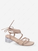 Ankle Wrap Solid Color Chunky Heel Sandals