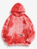 Applique Detail Tie Dye Pattern Fluffy Hoodie 2xl Pink