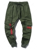 Applique Long Cargo Jogger Techwear Pants S Army green