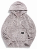 Applique Solid Color Faux Fur Half Zipper Drawstring Fluffy Hoodie S