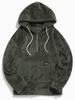 Applique Solid Color Faux Fur Half Zipper Drawstring Fluffy Hoodie S Army green