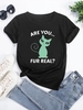 Are You Fur Real Cat Print Short Sleeve T Shirt L Black