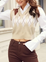 Argyle Graphic Sweater Vest Light coffee