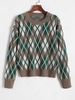 Argyle Knit Drop Shoulder Slouchy Sweater M Deep coffee