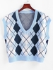 Argyle Oversized Sweater Vest S Light blue