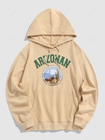 ARIZONAN DESERT Cactus Graphic Vintage Hoodie S Light coffee