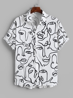 Art Characters Collage Print Casual Shirt 2xl White
