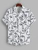 Art Characters Collage Print Casual Shirt Xl White