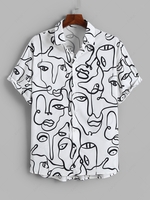 Art Characters Collage Print Casual Shirt Xl White