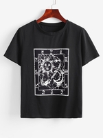 Astrology Sun Moon Graphic Tee M Black