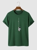 Astronaut Graphic Print Short Sleeve T Shirt 2xl Deep green