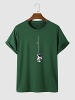 Astronaut Graphic Print Short Sleeve T Shirt 2xl Deep green