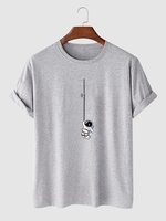 Astronaut Graphic Print Short Sleeve T Shirt 2xl Light gray