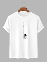 Astronaut Graphic Print Short Sleeve T Shirt 2xl White