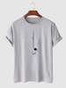 Astronaut Graphic Print Short Sleeve T Shirt L Light gray