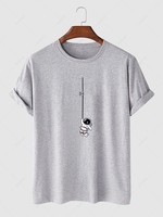Astronaut Graphic Print Short Sleeve T Shirt L Light gray