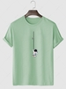 Astronaut Graphic Print Short Sleeve T Shirt L Light green