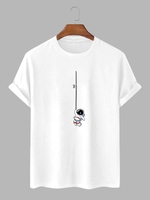 Astronaut Graphic Print Short Sleeve T Shirt M White