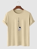 Astronaut Graphic Print Short Sleeve T Shirt S Light coffee