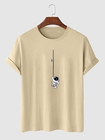 Astronaut Graphic Print Short Sleeve T Shirt S Light coffee
