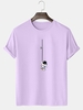 Astronaut Graphic Print Short Sleeve T Shirt S Light purple