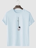 Astronaut Graphic Print Short Sleeve T Shirt Xl Light blue