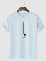 Astronaut Graphic Print Short Sleeve T Shirt Xl Light blue