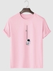 Astronaut Graphic Print Short Sleeve T Shirt Xl Light pink