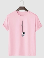 Astronaut Graphic Print Short Sleeve T Shirt Xl Light pink
