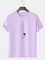Astronaut Graphic Print Short Sleeve T Shirt Xl Light purple