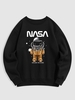 Astronaut Graphic Printed Thermal Fleece Lined Sweatshirt Xl Black