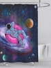 Astronaut Pattern Waterproof Shower Curtain
