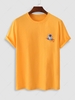 Astronaut Print Crew Neck Casual T Shirt S Yellow