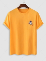Astronaut Print Crew Neck Casual T Shirt S Yellow