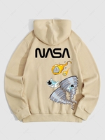 Astronaut Print Thermal Lined Hoodie Xl Light coffee