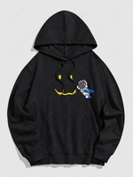 Astronaut Smile Face Graphic Pullover Hoodie 2xl Black