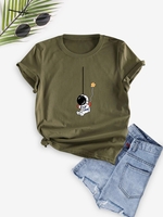 Astronaut Star Print Short Sleeve T Shirt Xl Deep green