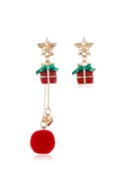 Asymmetric Christmas Star Pom Pom Earrings