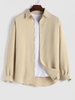 Asymmetric Hem Textured Long Sleeves Shirt Xxl Light coffee