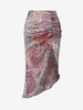 Asymmetrical Ethnic Printed Ruched Midi Skirt S
