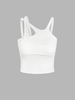 Asymmetrical Layered Solid Tank Top L White