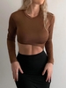 Asymmetrical Long Sleeve Jersey Tee M Coffee