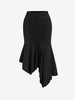 Asymmetrical Mermaid Midi Skirt L Black