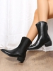 Back Zip Chunky Heeled Mid-calf Boots
