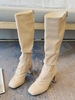 Back Zip Chunky Heeled Riding Knee High Boots