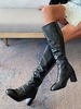 Back Zip Chunky Heeled Riding Knee High Boots