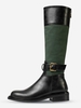 Back Zip Colorblock Buckle Decor Knee High Boots